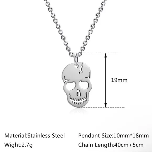 NEW Skull Skeleton Pendant Faux Gold Unisex Stainless Steal Titanium Necklace - Image 5
