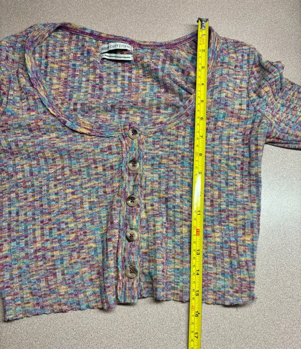 Urban Outfitters Women’s L Striped Button Down Knit Long Sleeve Cropped Top -EUC - Image 7
