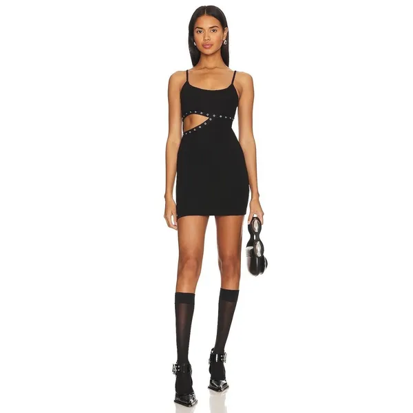 Superdown Revolve Mini Bodycon Dress Women S‎ Black Cutout Grommet Goth Baddie - Image 2