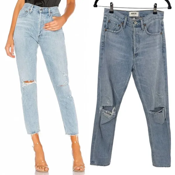 Agolde Jamie Jeans High Rise Classic Denim Shakedown Light Wash Blue Size‎ 23 - Image 2