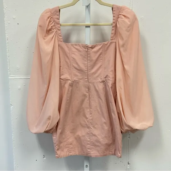 Oh Polly Pink Corset Top Balloon Long Sleeve Bodycon Mini‎ Dress Sz 2 - Image 3