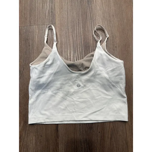 Lululemon Align Tank Top White Tan Adjustable Straps Nulu Yoga Crop‎ Size 6 flaw - Image 2