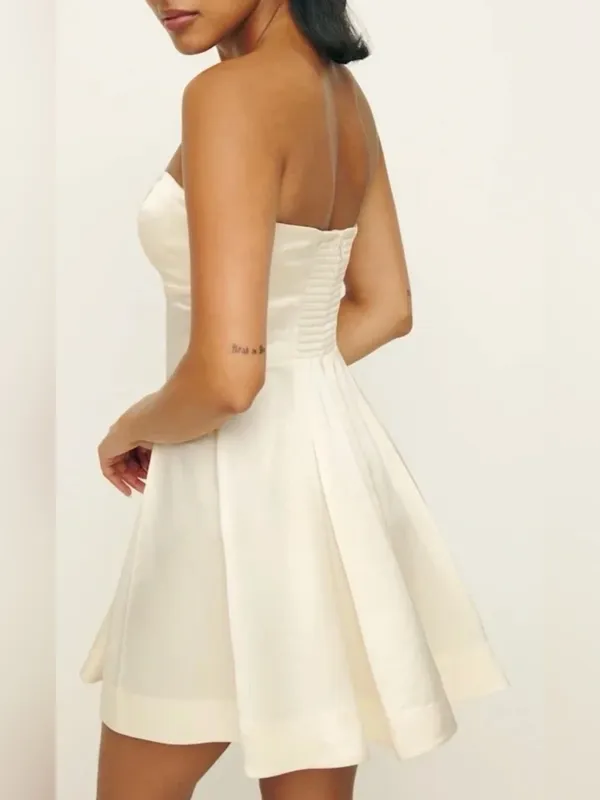 NEW Reformation JACQUES satin cream strapless mini dress sz 8 - Image 4