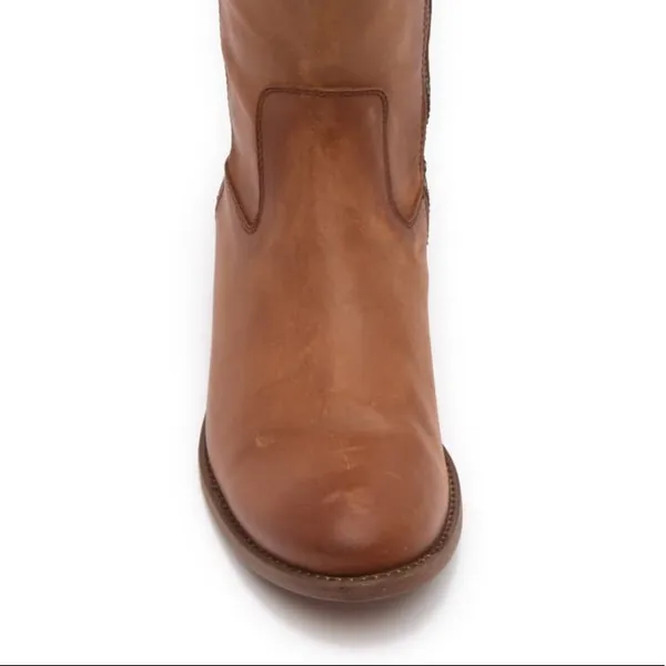 Frye Melissa Button Inside Zip Leather Boot COGNAC/BROWN Color NEW - Image 9