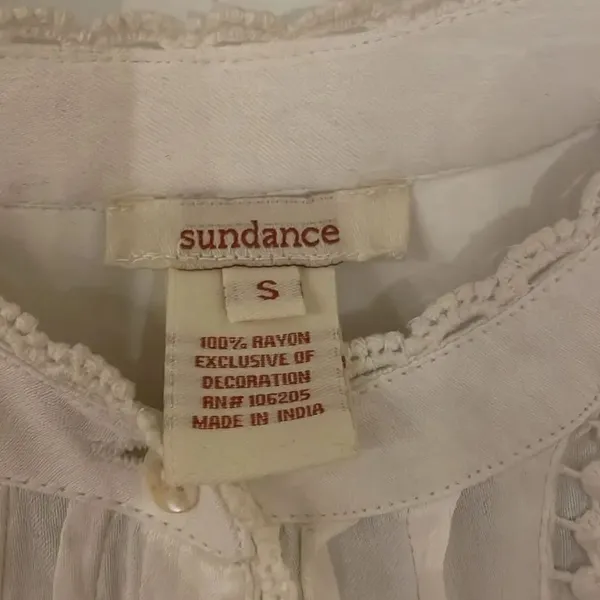 Sundance Boho Cream Lace Button Down Blouse - Image 2