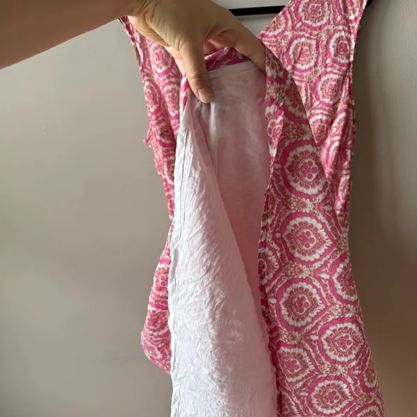 Roller Rabbit Women’s Pink Silk and Cotton Émane‎ Rose Medallions Dress Size XL - Image 8
