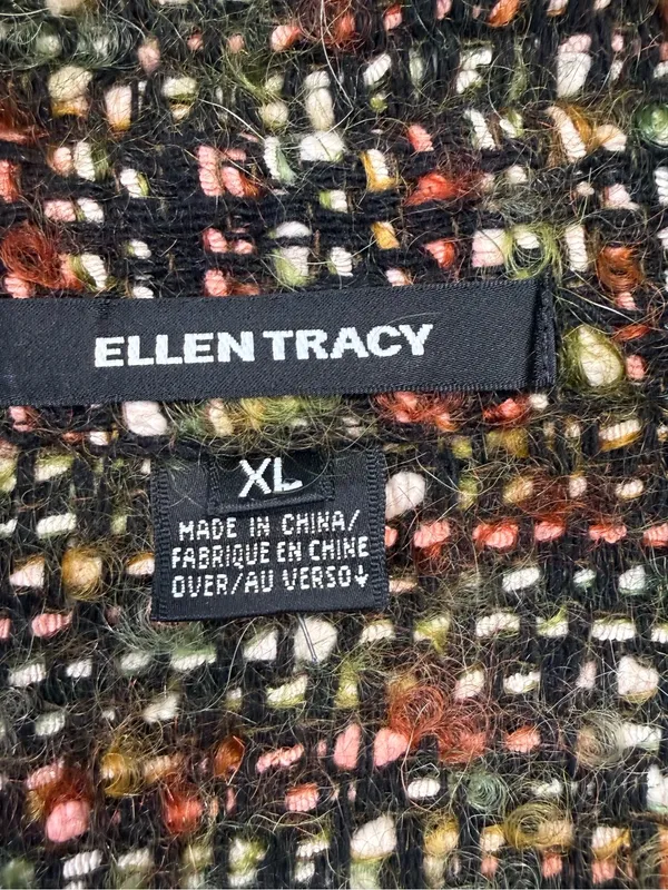 Ellen Tracy Cotton Wool Blend Multicolor Tweed Bouclé Jacket in Earth Tones - Image 5