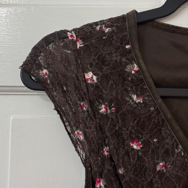 VTG No‎ Boundaries Fairycore Babydoll Dress XS Floral Lace Y2K Whimsigoth Boho - Image 4
