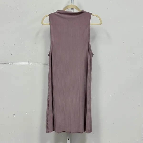Leith Mauve Pleated Mock Neck‎ Sleeveless Shift Mini Dress Purple Women's Small - Image 2