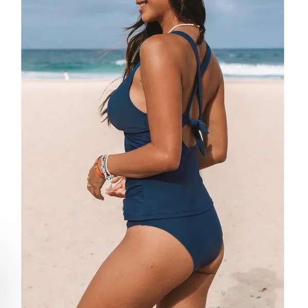 Cupshe Escaping Crossback Tankini Top (top only), NWT - Image 3