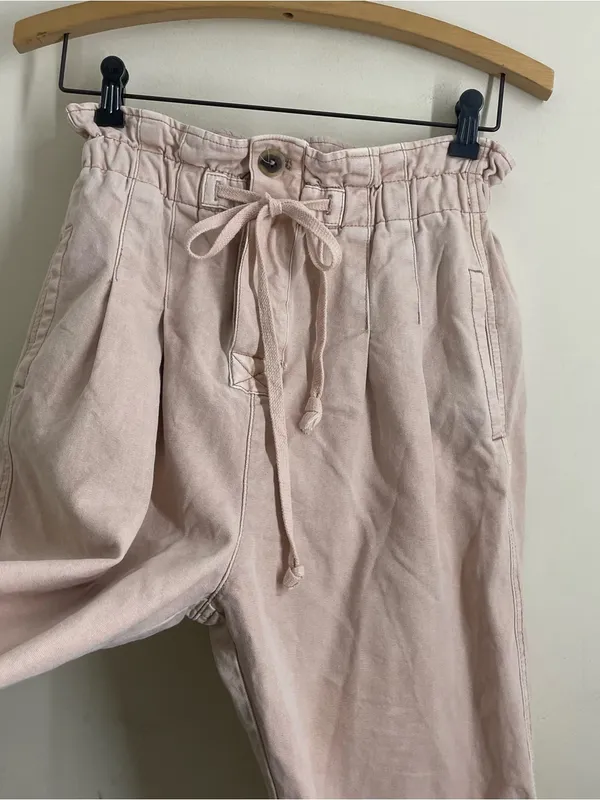 Free People Margate Pleated Paperbag Trousers Misty Rose size XS - Image 8
