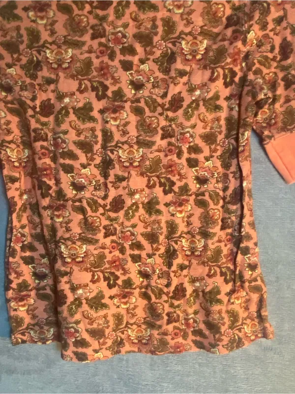 Sundance floral orange 3/4 sleeve waffle knit Henley top‎ small cotton twilight - Image 11