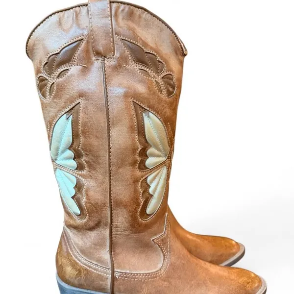 Coconuts by Matisse Monarch Butterfly Western Cowboy Boots Brown Size 6M - Image 3