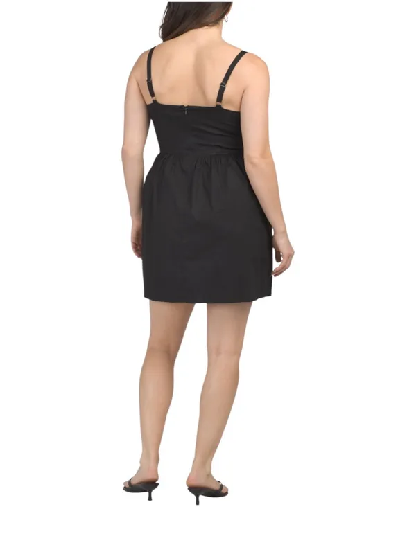 Donna Morgan Corset Waist Seam Poplin Mini Dress in black - Image 2