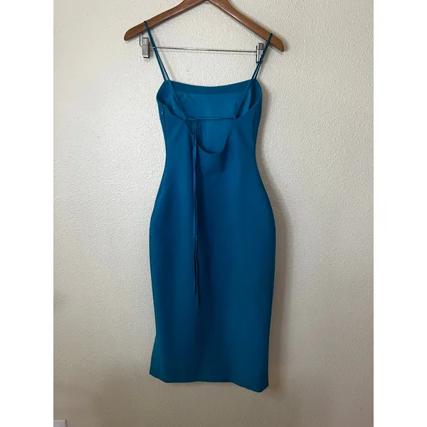 Cinq à Sept Blue Cairen Thigh slit bodycon midi dress WOMENS 0 - Image 5