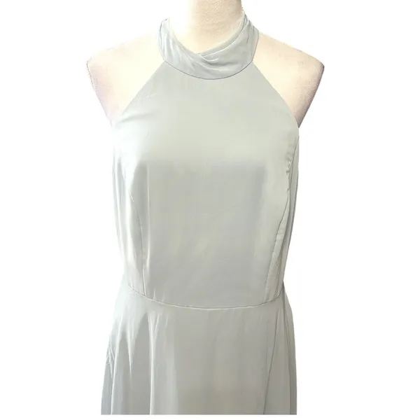 After Six Maxi Dress Halter Style Backless High Neck Chiffon Light Blue 14 NWOT - Image 3