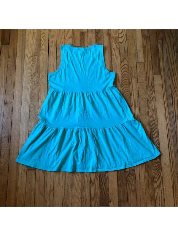 J.Crew EUC Women's Green Aqua Knit Sleeveless Dress Size M - Image 8