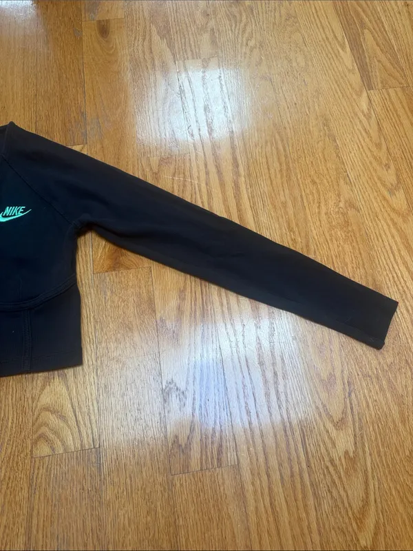 🍎Nike Black Cropped Zip Jacket with Teal Swoosh - Image 3