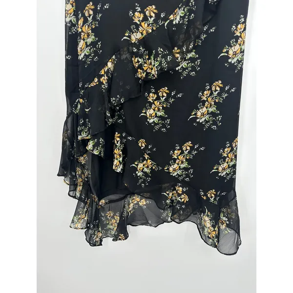 Luna Skies Y2k Floral Midi Skirt Women‎ Sz XL Black Feminine Dark Fairy Coquette - Image 3