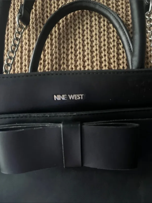 Nine West Black Satchel with Bow Detail - Image 2