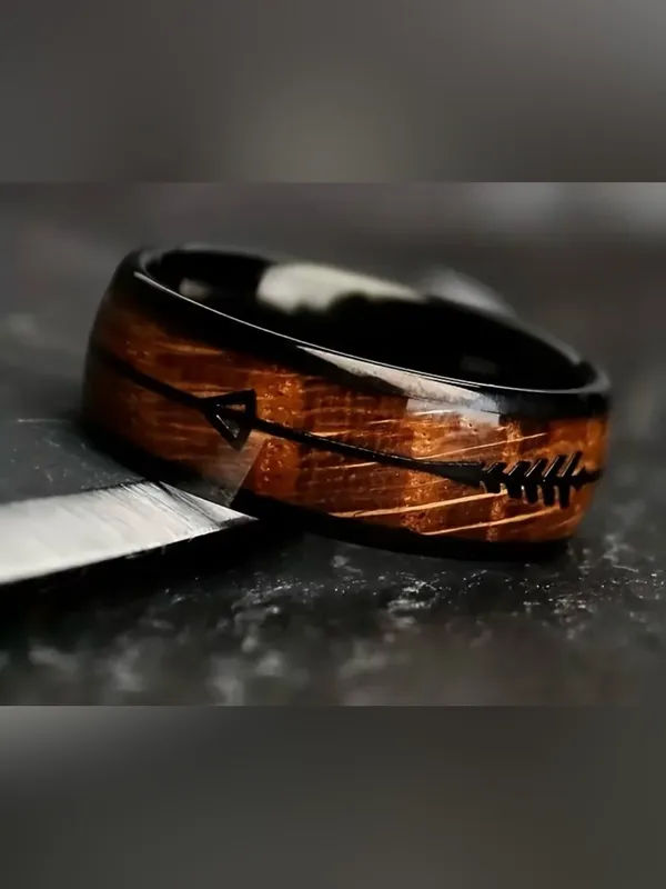 Women Luxury Collection Titanium Steel Black w/ Wood Grain Design-Size 7 - Image 2