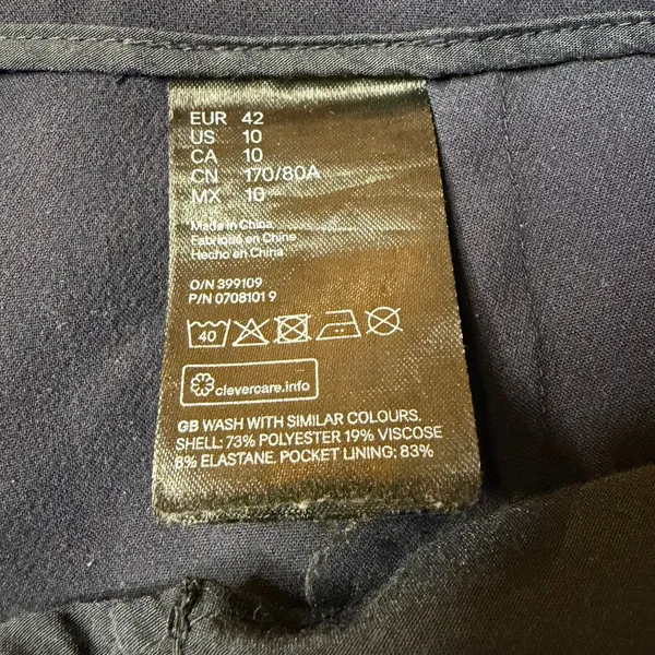 H&M Navy Tailored Ankle Pants 10 Gold Button Preppy Workwear - Image 8