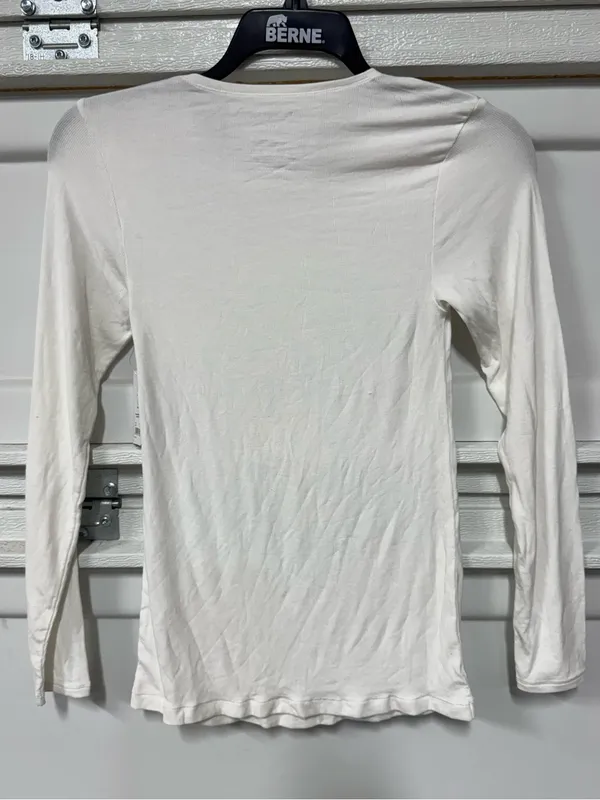 Tommy John Women's Micro Rib Long Sleeve Tee White Small New - Image 3