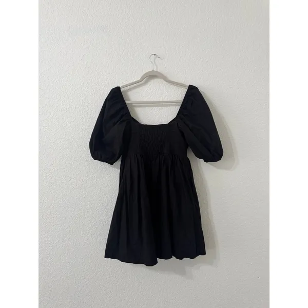 Maeve by Anthropologie Puff Sleeve Sweetheart Mini Dress Black Size Small - Image 3