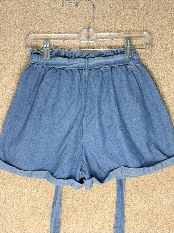 Imperfect‎ 100% cotton xs shorts American Eagle denim front tie belted pockets - Image 4