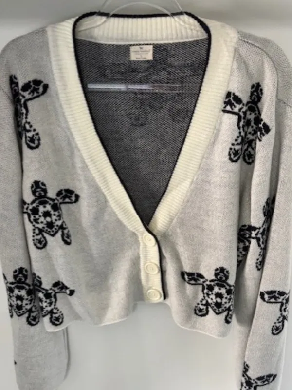 Simply Southern Women’s Size L Cropped Button Front Turtle Cardigan Sweater - Image 2