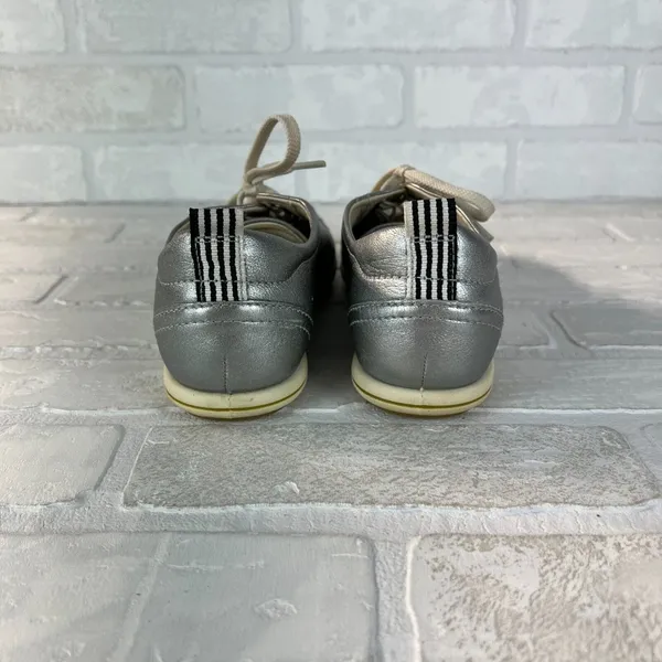 Ecco Sneakers Womens‎ 38 Metallic Silver Leather Lace Up 7 7.5 - Image 3