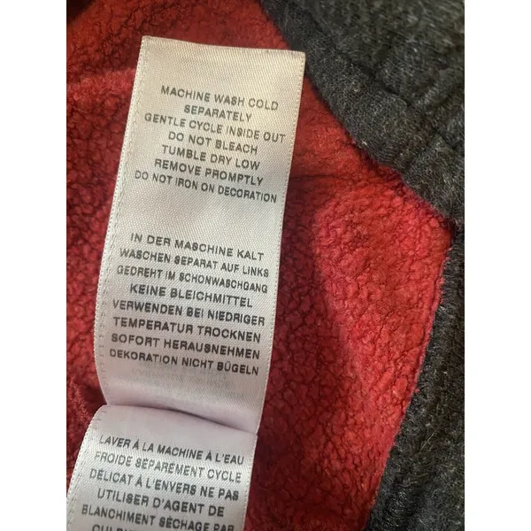 Unisex Raglan True Religion Sz M Red Zip Up Hoodie Sweatshirt - Image 12