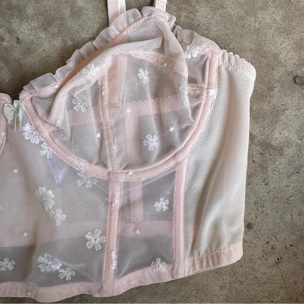 Savage X Fenty Daisy Bustier Longline Mesh Bralette Corset Top size L Large - Image 3