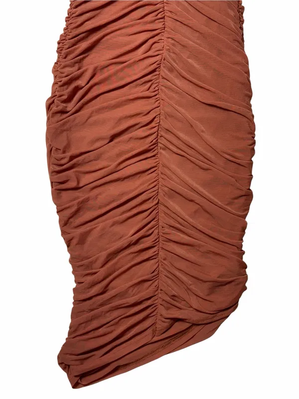 Lulus Already RSVP’d Brown Ruched One Shoulder Bodycon Midi Dress Womens M - Image 8