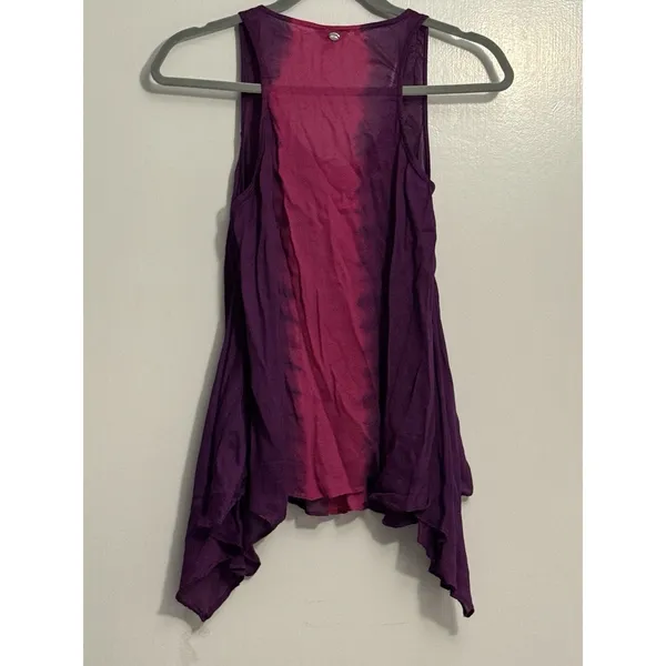 Y2K/2000s GUESS Women's Sheer TieDye Purple and Pink Tank Top Racerback - Size M - Image 2