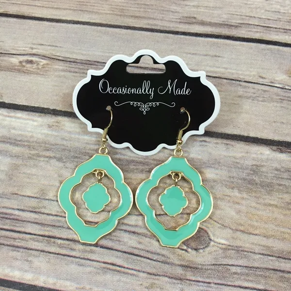 Occasionally Made Enamel‎ Dangle Earrings Green Goldtone Gold Tone - Image 4