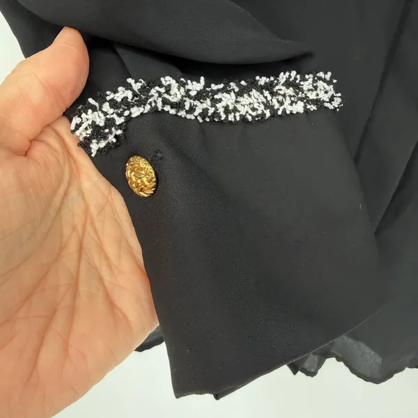 Zara Blouse Womens S Black Tweed Boucle Minimalist Workwear Classic Luxury Chic - Image 7