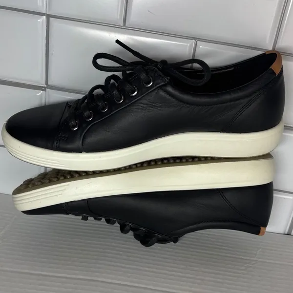 ECCO Soft 7 Sneaker Womens 40 Black Excellent Leather Lace-Up Low Top - Image 10