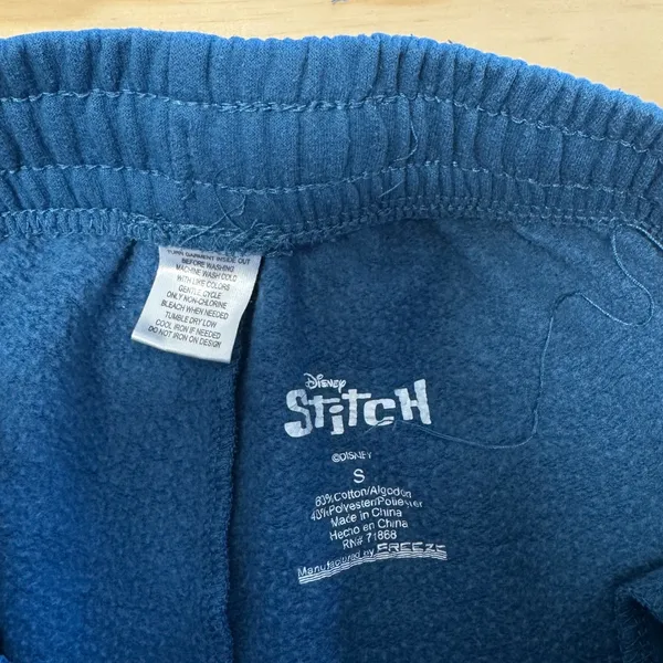 Disney Lilo & Stitch Teal Blue Fleece Jogger Sweatpants Small Graphic Print‎ - Image 7