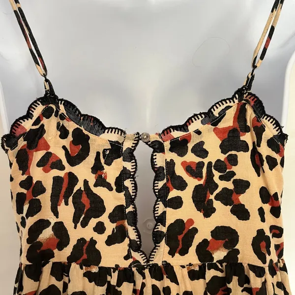 Urban Outfitters Leopard Babydoll Mini Dress XS Y2K Coquette Indie Grunge Tan - Image 7
