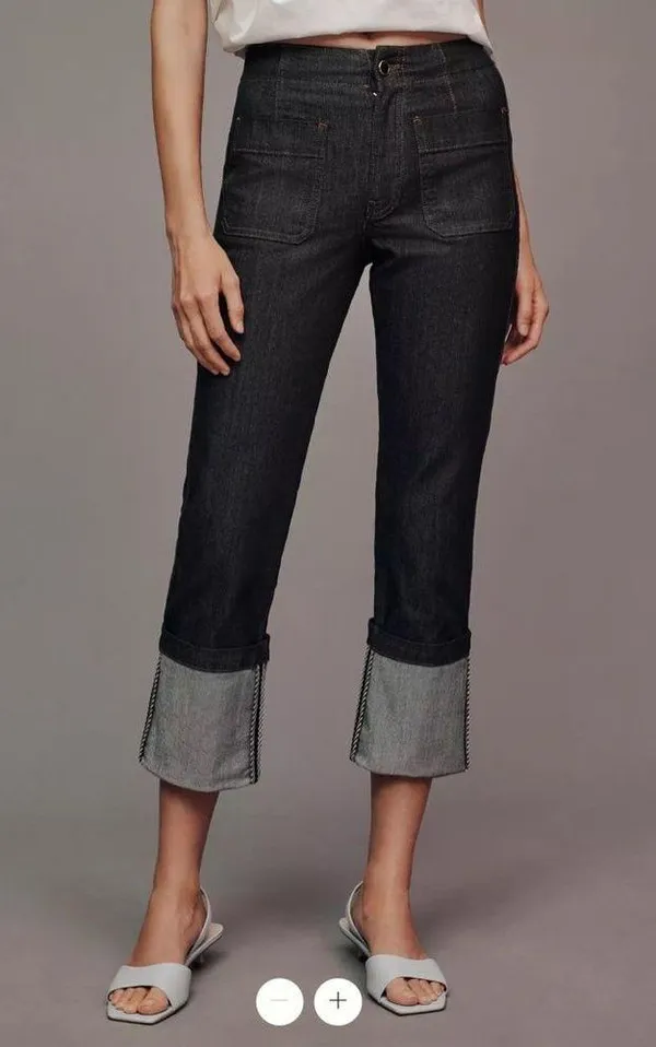 Anthropologie Maeve Cuffed Crop High-Rise Straight-Leg Jeans - Image 2