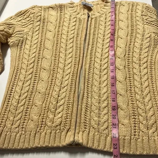 Vintage Gallagher cable knit cardigan zip sweater ramie cotton fisherman grandpa - Image 6