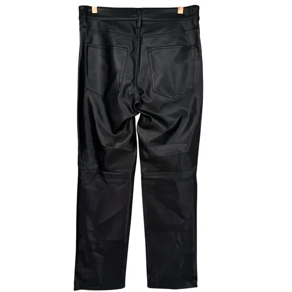 J.Crew Womens Faux Leather Nipped Straight Leg Pants Black Size 26 Minimalist - Image 5