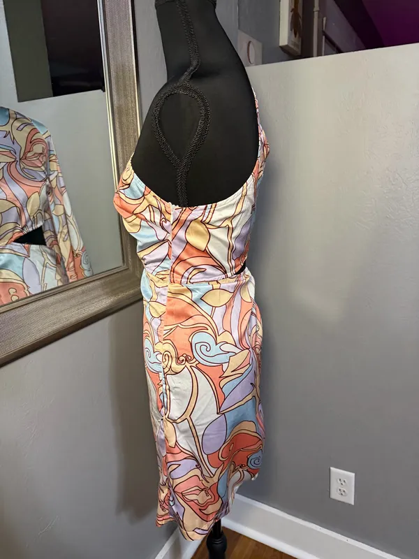 Hello Molly Listen To My Heart Groovy Satin Retro Swirl Dress Size XS. - Image 7