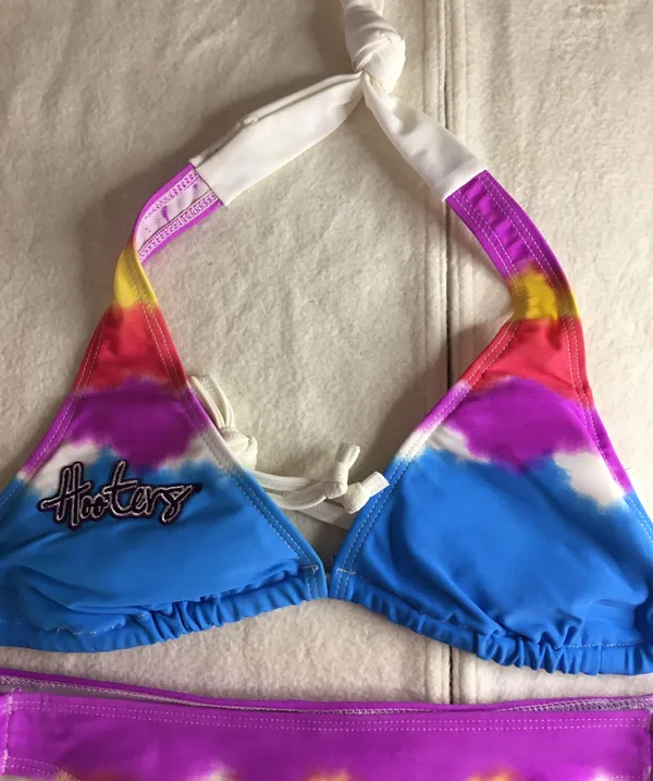 Hooters Bin 41 #5 New Girl Rare Vintage 2Pc Tye Dye Bikini Size Small - Image 3