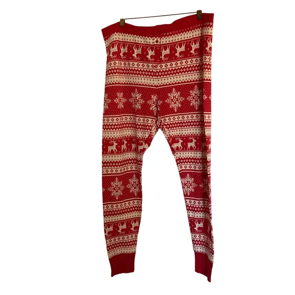 Old Navy Red Fair Isle Reindeer Snowflake Print Christmas Pajama Pants XL - Image 3