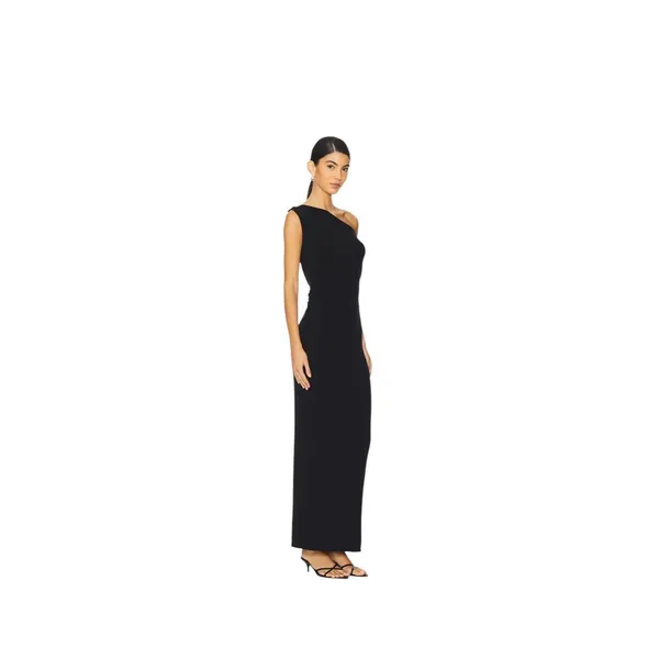 SNDYS Leena Maxi Dress in Black - Off-Shoulder Cotton Knit - Size S - Image 2