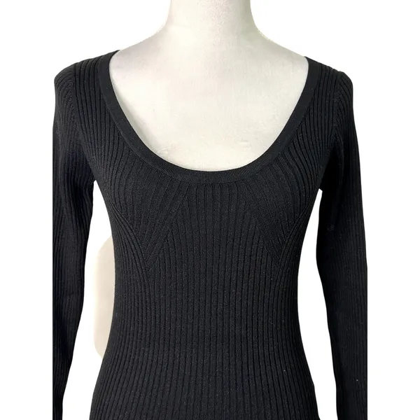 ASOS Women's Black Scoop Neck Long Sleeve Ribbed Knit Sweater 4 NWOT - Image 3