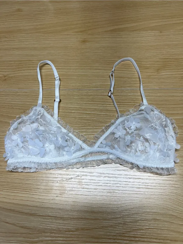 Free People Save the Date Ivory Floral Lace Bralette Bra XS - Image 2