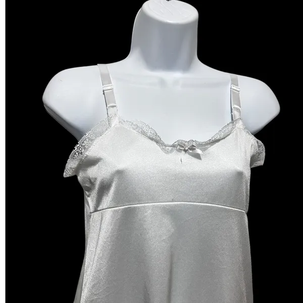 SC‎ Collection Women Babydoll Slip Dress 10 White Satin Lace Romantic Lingerie - Image 5